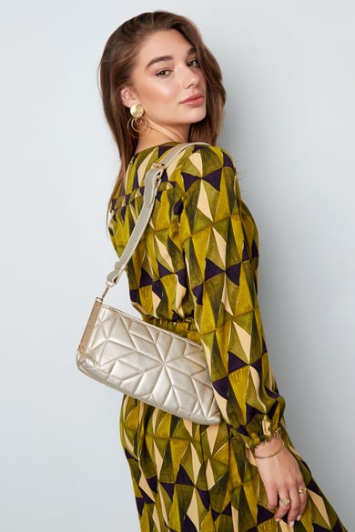 Stitched clutch with Gold Color hardware - purple h5 Picture2